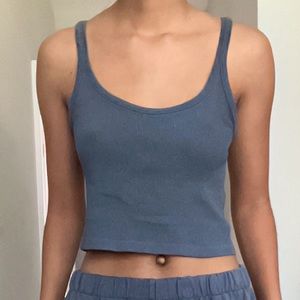 Brandy Melville Beyonca Crop Tank & Anastasia Sweatpants (Faded Navy Blue)